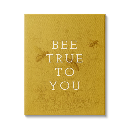 Stupell Industries Be True to You Phrase Vintage Bee Pun Canvas Wall Art